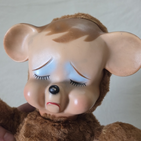 Vintage Knickerbocker? Pouting Brown Plush Teddy Bear Toy - Picture 2 of 7
